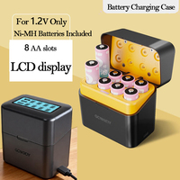 Cargador de Baterías de Iones de Litio de 8 Ranuras, Portátil, con USB-C, Iluminación LED LCD, 15W, para Baterías AA y AAA de 1.2V