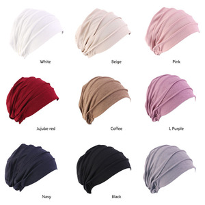Bonnet chimio plissé en coton extensible, bonnet hijab musulman, turban, bonnet de nuit <span class=keywords><strong>pour</strong></span> protéger le cuir chevelu des femmes, <span class=keywords><strong>pour</strong></span> les soins chimio et le port quotidien - Product Image 5