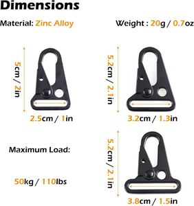 Black Luxury Waterproof Outdoor Olecranon Zinc Alloy <b>Hook</b> Buckle Clasp Tool Gear Hiking Carabiner Tactical Sling Snap <b>Clip</b> <b>Hook</b> - Product Image 2