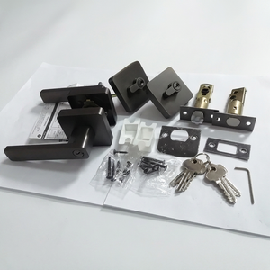Juego de Manijas de Puerta Cuadradas de Aleación de Zinc en Gris Metálico Mate, Resistentes, con Cerradura Tubular y Pestillo de Seguridad - Product Image 3