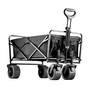 500lbs Heavy Duty Portable Collapsible Beach Cart With Big Wheels For Sand Camping Trolley Large Capacity Folding Wagon Cart