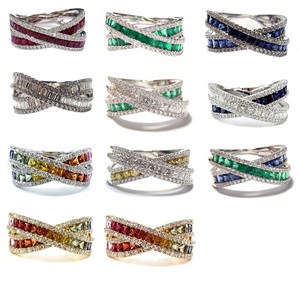 Bijoux fins Brillant Haute qualité Or blanc massif 18 carats Véritable diamant princesse Pierre précieuse rubis du Sri Lanka Bague torsadée pour fille - Product Image 4