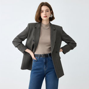 Chaqueta Casual de Estilo <span class=keywords><strong>Retro</strong></span> Europeo Americano 2025, Chaqueta Cruzada Transpirable para Mujer, Estilo Minimalista Sólido - Product Image 1