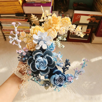 Set de Bloques de Construcción DIY de Ramo de Flores Luna Azul, Plástico ABS, 934 Piezas, Decoración Creativa para Oficina y Hogar, Regalo de Inauguración de Casa