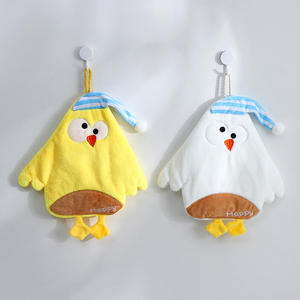 High Density Coral Fleece Double Thick Design Soft Skin Child Cartoon <b>Pattern</b> Chicken Shape <b>Hand</b> <b>Towels</b> Water Absorption - Product Image 1