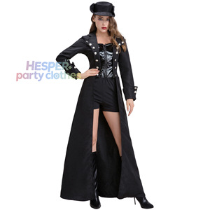 Costumes de mascarade d'Halloween pour femmes, style punk rock sexy noir, vente en gros HP - Product Image 1