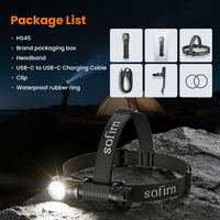 Linterna Frontal Sofirn HS45 con Ventilador Inteligente, 3200lm, Ultra Brillante, Recargable, LED, Impermeable, Táctica, para Exteriores