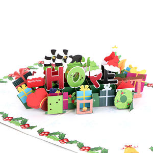 Biglietto d'Auguri Pop-up 3D Personalizzato Winpsheng con Stampa Offset, Creativo e Carino con Scritta 'HOPE Merry Christmas' - Product Image 2
