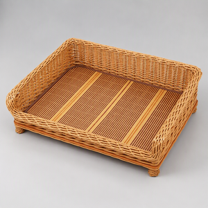 Cama para Mascotas Tejida en Mimbre YAOYUE, Nido Natural para Mascotas con Almohadilla <span class=keywords><strong>de</strong></span> Algodón Extraíble para Gatos y Perros, 5 Tamaños - Product Image 2