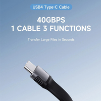 Cable de Datos USB4 Portátil Gris de Doble Cabeza, Cable Thunderbolt 3 USB-C Tipo C Completamente Funcional