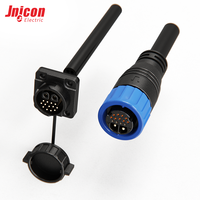 Connecteur étanche Jnicon M23 2+13 broches, fiche mâle surmoulée à bride carrée, 20A 5A 125V 60V IP67, ensemble de verrous à pression