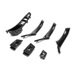 Jdmotorsport88 Auto Interieur Zwart Koolstofvezel Look 7 Stuks Deurklink Verzonken Grip Schakelpaneel Voor Bmw 5 Serie F10 F18 2