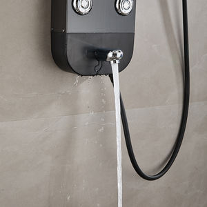 Oferta Especial: Lujoso Cabezal de Ducha Termostático LED Negro con Efecto Lluvia, Paneles de <span class=keywords><strong>Cascada</strong></span> de Cerámica y Acero Inoxidable Montados en Pared para Uso Hotelero - Product Image 6