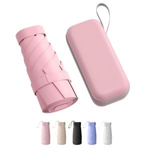 Parapluie noir anti-UV manuel à 6 plis pour femme avec étui, mini, compact, petit, en EVA - Product Image 1