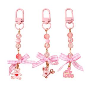 Nuevo Llavero de Moda para Bolso, Ligero, de Aleación de Zinc con Cuentas en Forma de Corazón, con Lazo y Oso, para Decoración de Bolsos - Product Image 5