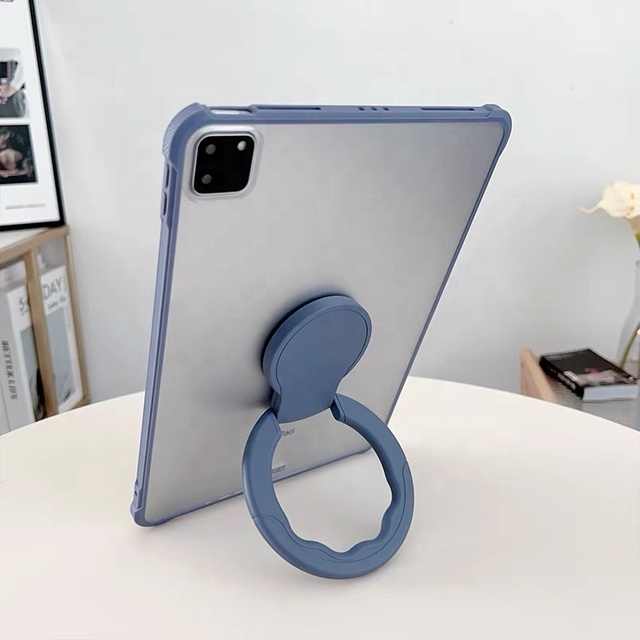 Frosted PC Hard Case for iPad 11 Pro 2025 With Rotatable Folding Ring Stand Multi Angle Adjustable for iPad 10/11"/10.9"/10.5"