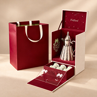 Boîte d'emballage pour tasses à café à deux niveaux, personnalisable, pour cadeaux, chocolats et desserts du Ramadan, avec broderie en tissu, coffret cadeau pour ensemble de tasses