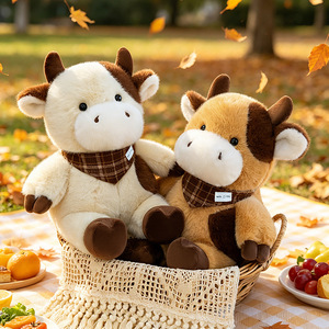 Nouvel Arrivage Peluche Vache Mignonne et Moelleuse, Modè<span class=keywords><strong>le</strong></span> Écharpe, Jouet en Peluche Adorable Vache de Dessin Animé, Coussin à Câliner pour Enfants - Product Image 2