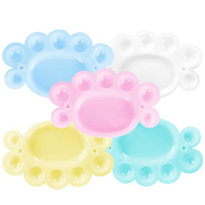 Paleta de pintura de plástico de 8 Agujeros al por mayor, placa mezcladora de colores de pies pequeños para suministros de arte, incluyendo pintura al óleo, venta al por mayor de plástico - Product Image 4