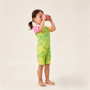 <span class=keywords><strong>Maillot</strong></span> de bain une pièce pour filles, UPF 50+, manches courtes, protection solaire, séchage rapide, tie-dye, color block, raglan, plage - Product Image 3