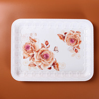 Motif de fleurs rectangle Harbour assiette mélamine vente en gros style européen assiettes à dîner plateaux plats pour cuisine fruits thé tasse