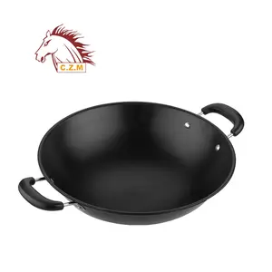 Forma de ferro fundido antiferrugem, aço inoxidável preto não revestido anti-ferrugem wok