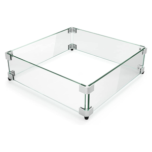 Pare-vent en verre pour table de foyer, épais et robuste, avec support d'angle en aluminium dur et pieds en caoutchouc, panneau en verre trempé - Product Image 3