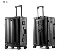 Bagage cabine léger et portable en alliage d'aluminium et de magnésium à ouverture frontale, avec cadre métallique durable, antivol et étanche, pour le transport en soute.