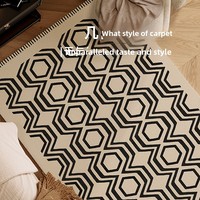Alfombra Geométrica Marroquí de Imitación de Cachemira, Resistente a las Manchas, Fácil de Cuidar, para Sala de Estar y Dormitorio