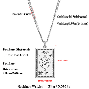 Pendentif en acier inoxydable avec sceau rectangulaire du Sigil d'Azazel, ange déchu, démon, noir, magie occulte, impressions goétiques, amulette - Product Image 3