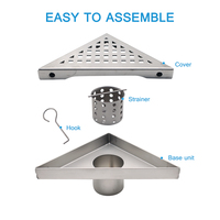 GUIDA 712323 71232302 Drain de sol de douche triangulaire en acier inoxydable brossé 304, design moderne, anti-odeur