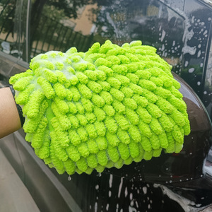 Gant de lavage de voiture en chenille double face épaissi vert émeraude 27x23.5x6 Outil de nettoyage imperméable - Product Image 1