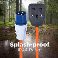 Fiche de site 16A vers prise 1 voie UK, câble adaptateur 35cm parfait pour camping caravane, camping-car, camping-car, IP44, résistant aux intempéries GX01E