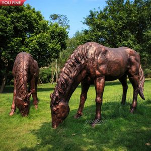YOUFINE personnalisé cheval Ranch extérieur jardin décor réaliste en laiton nuzzling cheval famille Statue Bronze jument et <span class=keywords><strong>poulain</strong></span> Sculpture - Product Image 4