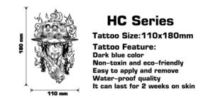 Tatuaje Temporal Semipermanente <span class=keywords><strong>para</strong></span> Rostro y Cuerpo/Brazo <span class=keywords><strong>de</strong></span> <span class=keywords><strong>Hombre</strong></span>, Diseño Realista, Material <span class=keywords><strong>de</strong></span> Papel Impermeable y No Reflectante - Product Image 2