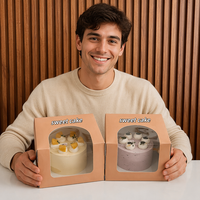 Boîte à gâteau jetable personnalisée en carton recyclable pliable pour mariage, anniversaire, fête, avec fenêtre