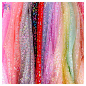 2024 nova tendência tecido floral para vestido estampado em folha de cor material de poliéster tecido de malha de tule - Product Image 5