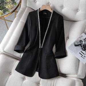 2023 primavera caliente y otoño nueva chaqueta de traje pequeño moda femenina temperamento Simple <span class=keywords><strong>blusa</strong></span> de traje <span class=keywords><strong>sin</strong></span> <span class=keywords><strong>botones</strong></span> - Product Image 4