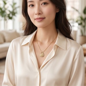 yunnique Women's Lotus Pendant Necklace Stainless Steel Zirconia Pave Setting 18K Gold Silver Color Clavicle <b>Chain</b> Jewelry Gift - Product Image 4