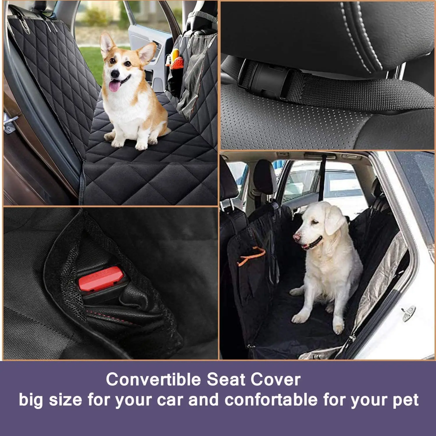 Housse de siège de voiture pour chien Oxford pliable et imperméable-Noir, Grossiste