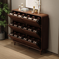 Meuble à chaussures multifonctionnel ultra-fin extensible en MDF couleur noyer moderne pour maisons et hôtels