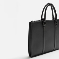 Sac à documents en PU noir fin avec logo personnalisé, sac pour ordinateur portable en simili cuir, sac de rangement portable pour ordinateur portable, grande capacité, classeur de documents de bureau