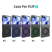 Casing HP Huanmin Flip8 Ungu PC dengan Ring Magnetik dan Penyangga, Pelindung Layar Lipat Samsung