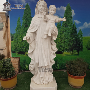 Escultura religiosa popular Estatua de mármol blanco natural de la Virgen Marí<span class=keywords><strong>a</strong></span> y el Niño Jesús - Product Image 5