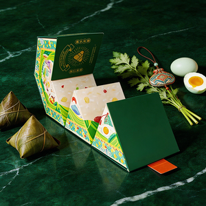 Caja de Regalo de Papel para Empacar Pasteles Zongzi y Moon Cake con Diseño Creativo de Forma Poligonal y Logotipo Personalizado para el Festival del Bote del Dragón - Product Image 3