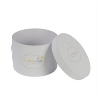 Boîte cadeau ronde de luxe personnalisée avec couvercle et poignées en ruban, logo en feuille d'or, emballage en carton rigide pour roses