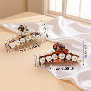Vente en gros de pinces à cheveux en perles haut de gamme, élégantes et stylées, grandes pinces à cheveux, style simple, pinces à cheveux en perles personnalisées pour femmes - Product Image 2