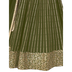 Georgette Lehenga Choli à paillettes vertes exceptionnelles pour Mehendi Wear - Product Image 1