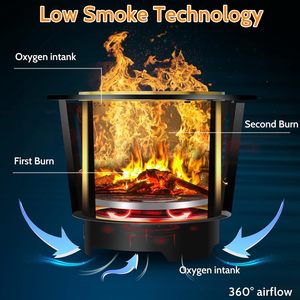 Modern Large Wood Burning <b>Smokeless</b> Fire Pit with Stainless Steel Construction Removable Ash Pan Portable Design for Outdoor Use - Product Image 3