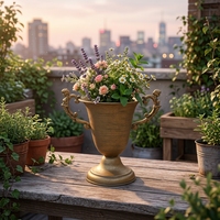 Urne de jardin vintage en fer, forme trophée, finition thermolaquée, style rustique élégant, durable, légère, pour extérieur, jardin, balcon, maison